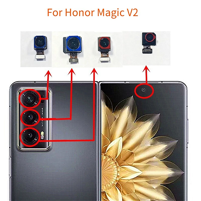 Front and Rear Back Camera For Honor Magic V2 VER-AN10, VER-N49 Main Facing Camera Module Flex Cable Replacement Spare Parts