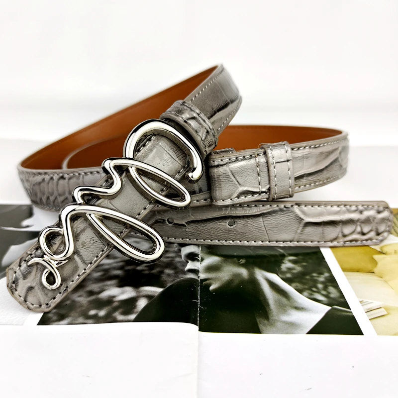 

Casual and versatile, simple English letter buckle for women's decoration, thin waist belt with dress, suit, jeans, belt for wom