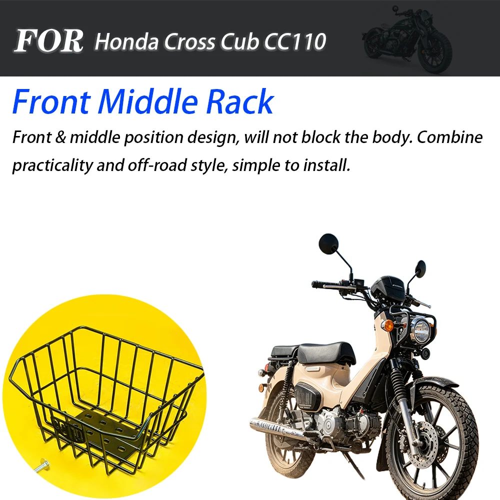 Motorcycle Front Middle Rack For Honda Cross Cub CC110 Central Storage Bracket Motorbike Modification Accessories