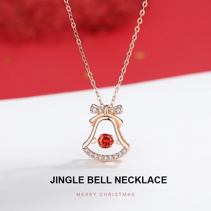 Korean Style 925 Sterling Silver Jingle Bell Necklace Rose Gold Cavicle Chain Fashion Ins Style Collar Christmas Pendant Gift