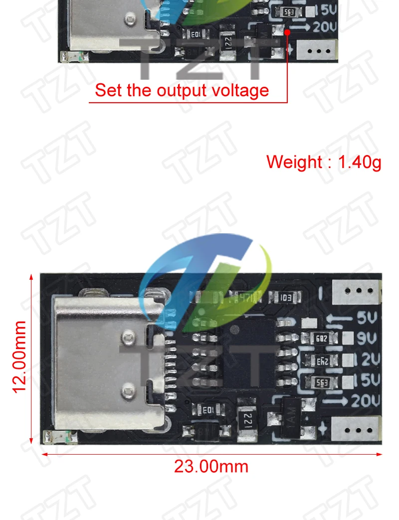 TZT Typ-C PD2.0 PD3.0 Schnelllade-Auslöser-Polling-Detektor USB-Boost-Stromversorgungs-Wechselmodul Ladeplatine 9V 12V 15V 20V – Detail 2