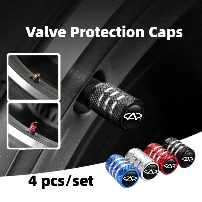 4pcs Car Metal Tire Valve Caps Tyre Wheel Stem Air Hat Mats For Chery Tiggo 5 2 3 7 PRO 8 5X Amulet IQ QQ Fulwin Face