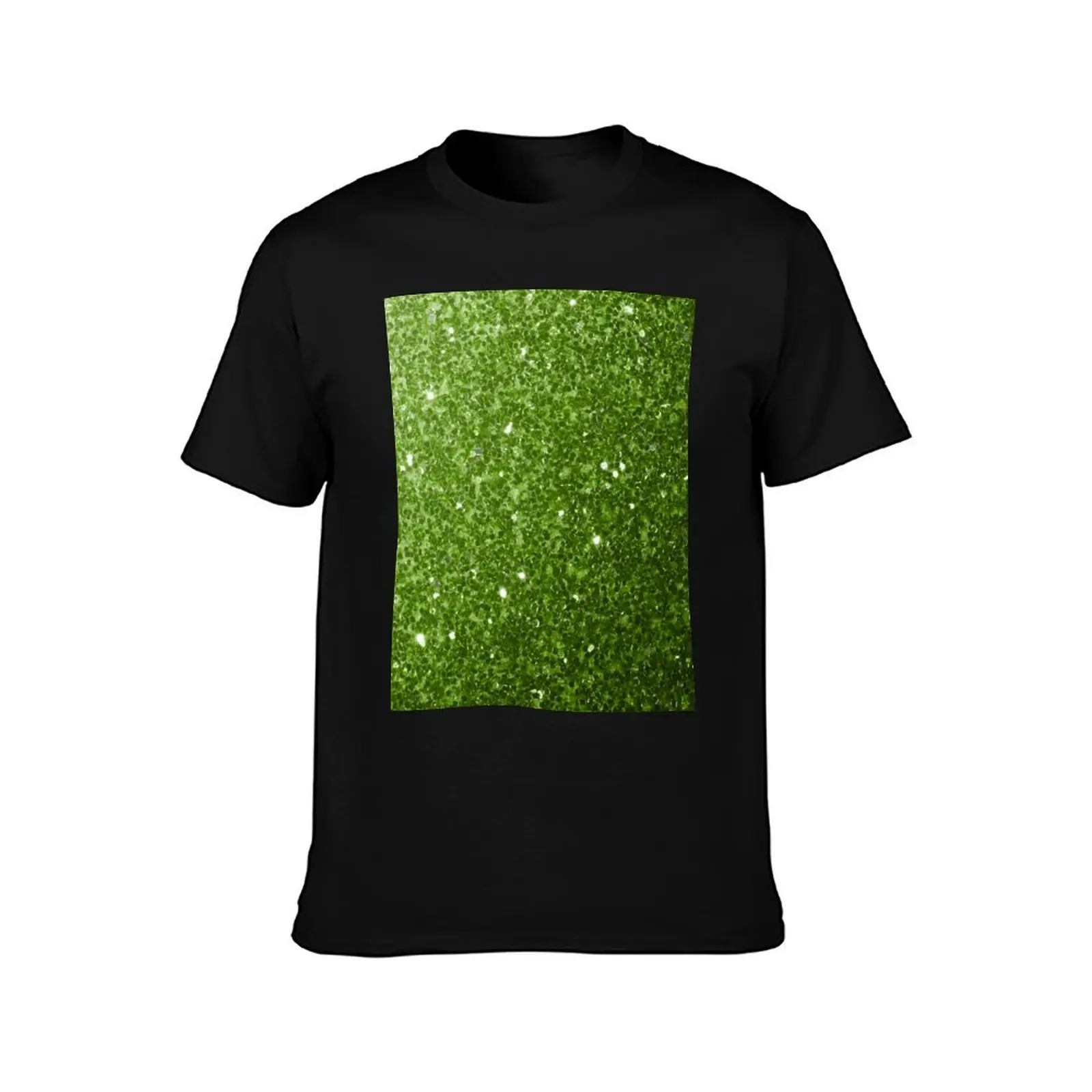 Light green greenery faux glitter sparkles T-Shirt Novelty Print Casual Tee Shirt T-Shirt