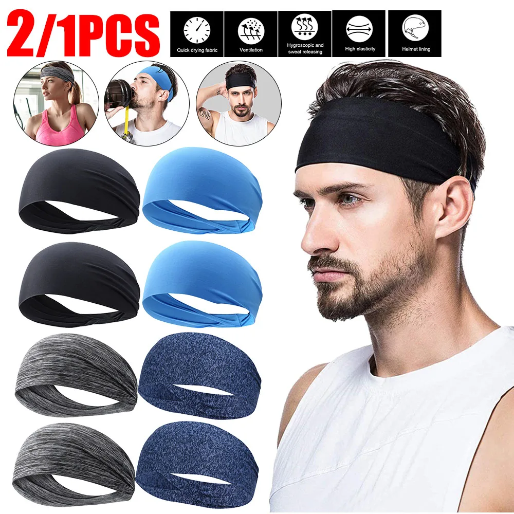 

1/2 шт. эластичная повязка на голову, быстросохнущая впитывающая пот головной убор, противоскользящая спортивная повязка на голову, дышащая для йоги, бега, езды на велосипеде, унисекс