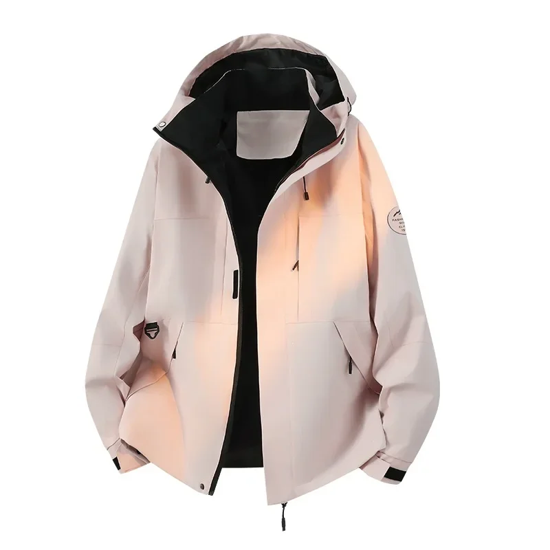 Men's Gradient Color Hooded Outdoor Jacket  Windproof Water Resistant Hiking Coat  Multi-color Casual Sports Outerwear