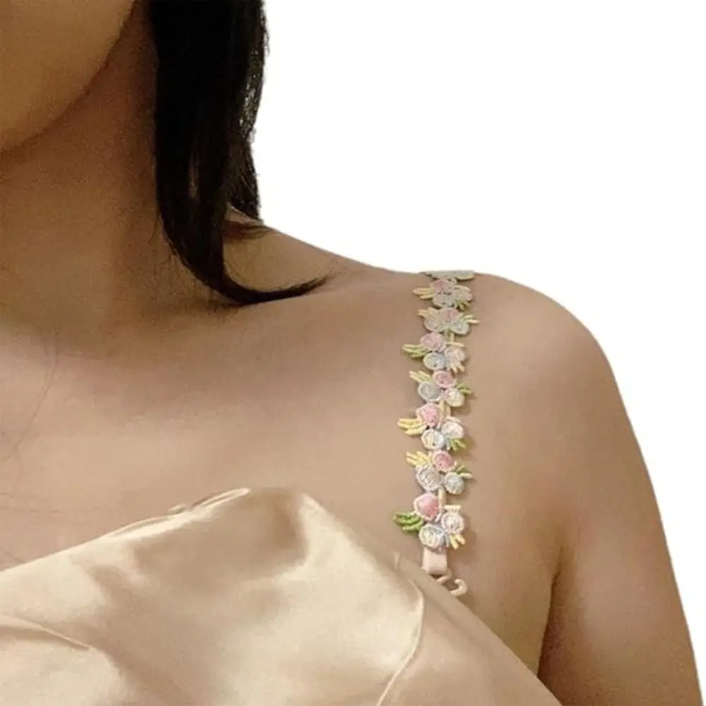 New Removable Floral Bra Straps Polyester Lace Shoulder Straps Elastic Decorative Bra Straps Replacement
