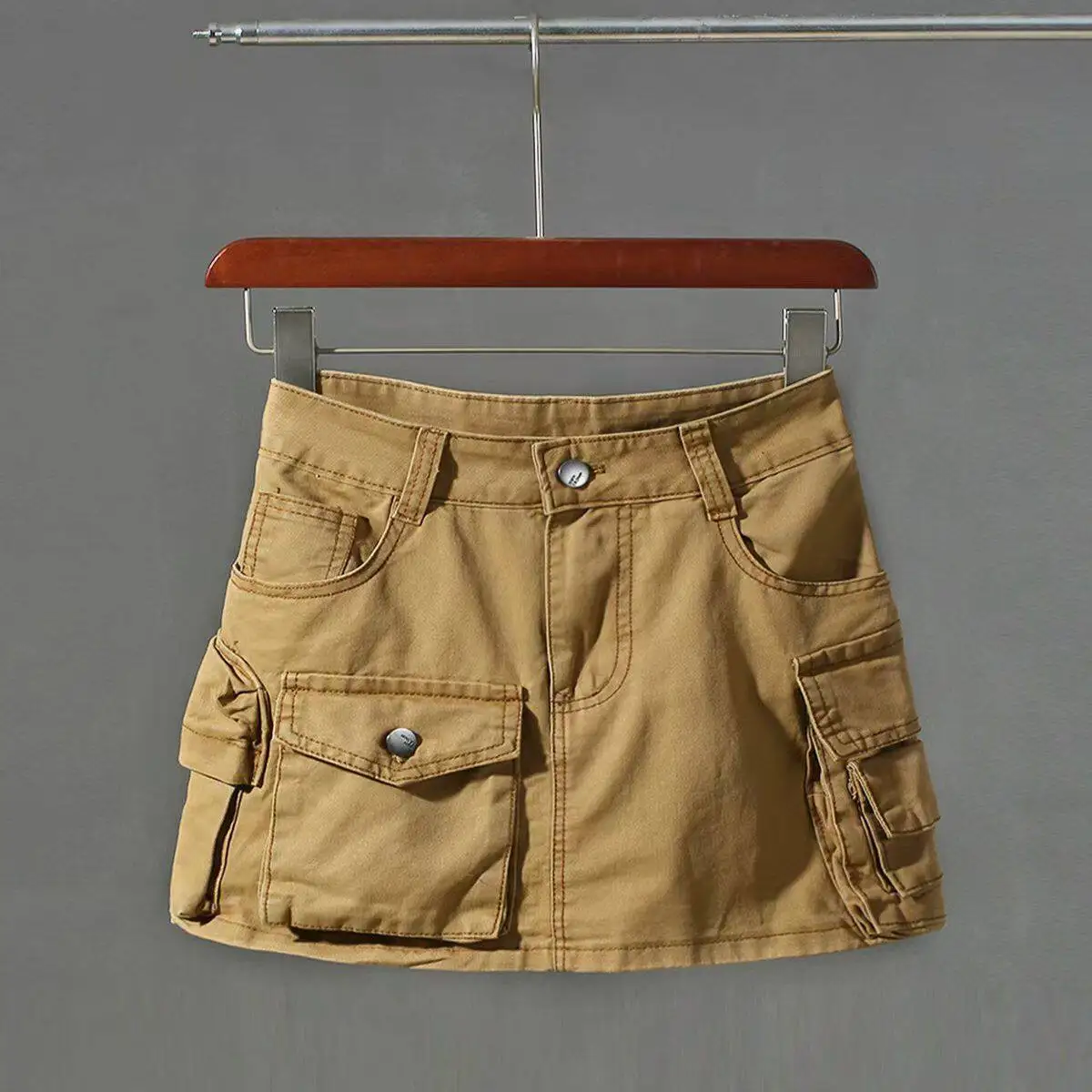 Women's High Waist Cargo Mini Skirt Casual Y2K A-line Skirt with Multi Pockets Streetwear