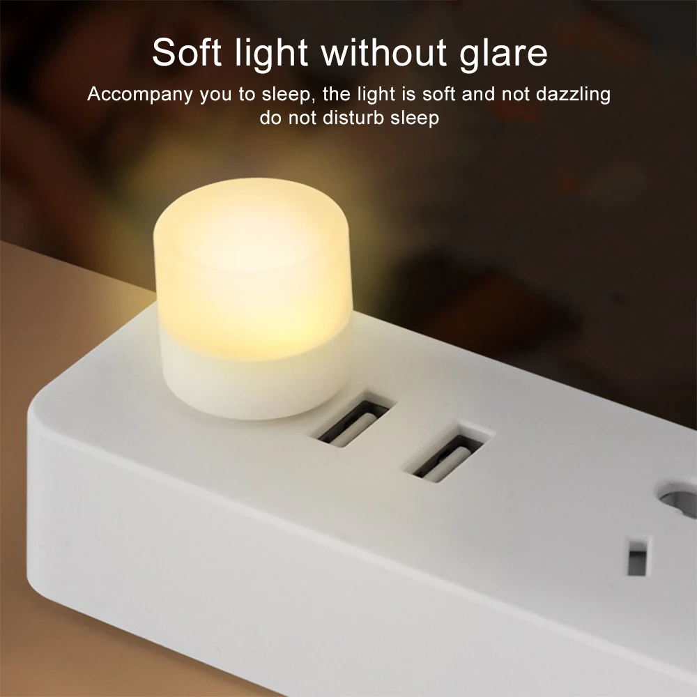 

USB Night Light Mini LED Night Light USB Plug Lamp Power Bank Charging USB Book Lights Small Round Reading Eye Protection Lamps