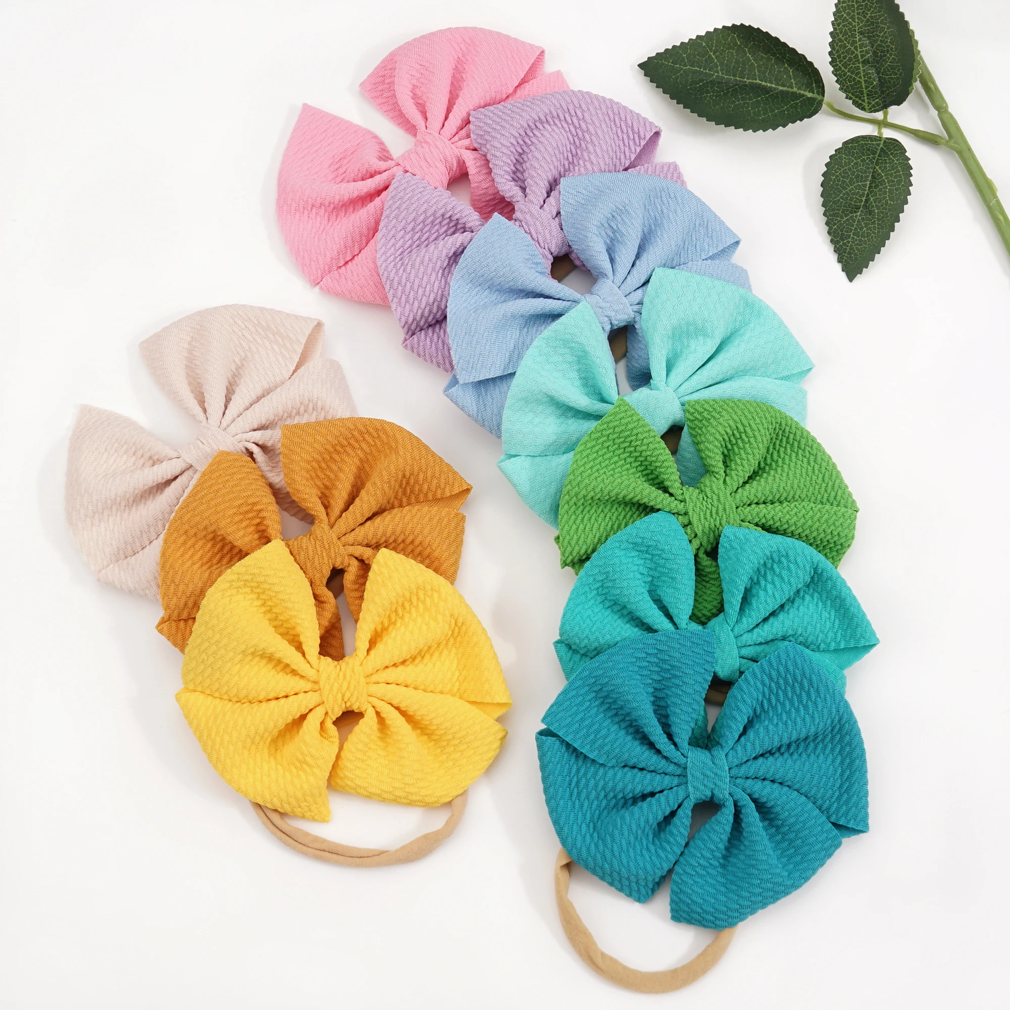 10 Pieces 4.5 Inch Nylon Super Stretchy Soft Bows Headbands, Newborn Infant Toddler Hairbands, and Baby Girl’s Hair Accessories