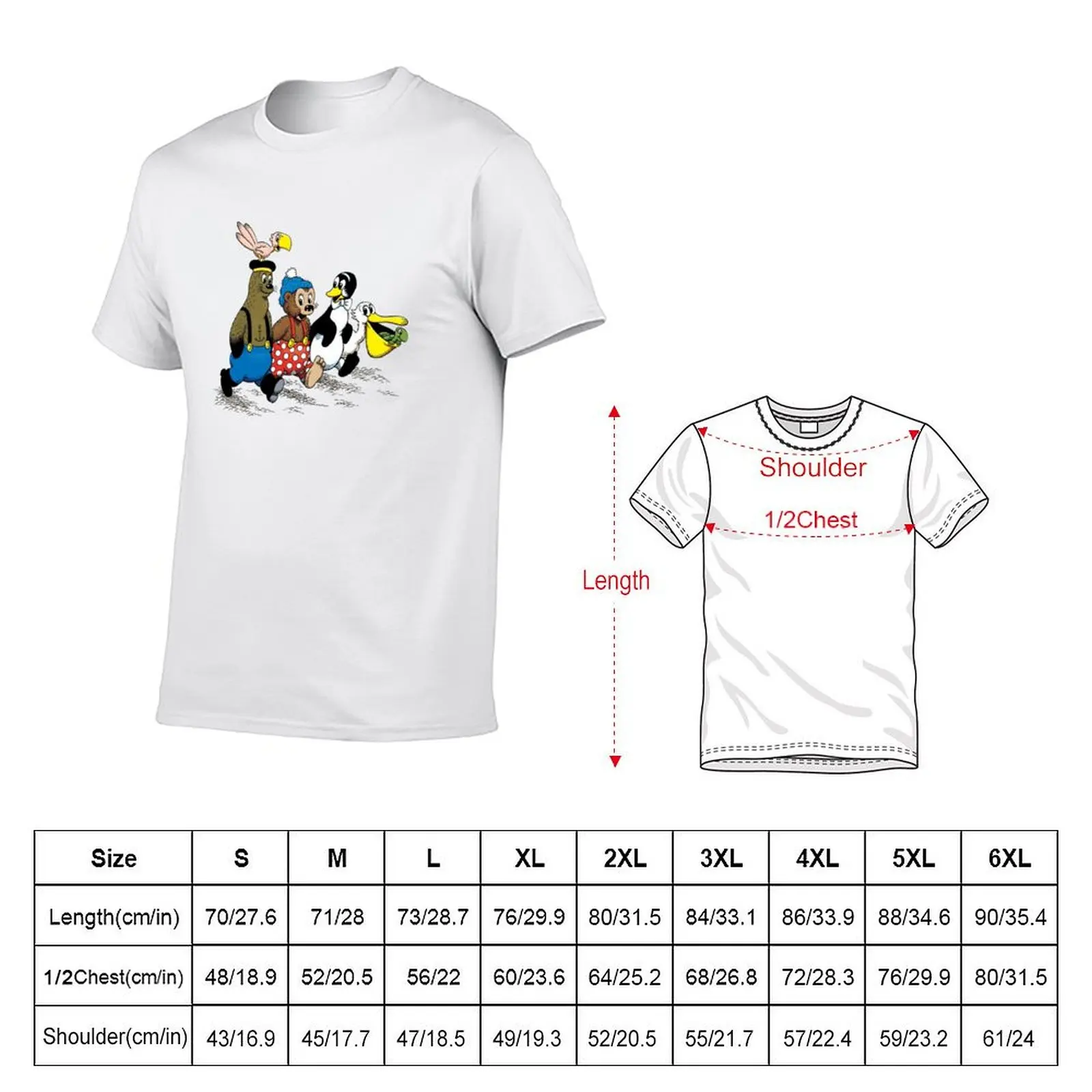 Rasmus Klump and Friends Enjoy Pancakes at Petzi's Restaurant T-Shirt Minimalist Plain Crew Neck T-Shirt
