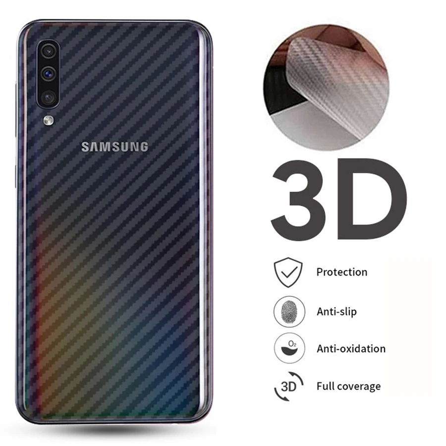 3D Curved Transparent Carbon Fiber Sticker Film For Samsung Galaxy A71 A51 A31 A52 A72 A32 5G Back Full Cover Screen Protector