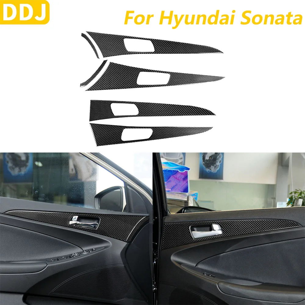 

Накладка на внутреннюю ручку двери из настоящего мягкого карбона для Hyundai Sonata 2011-2014, аксессуары для интерьера