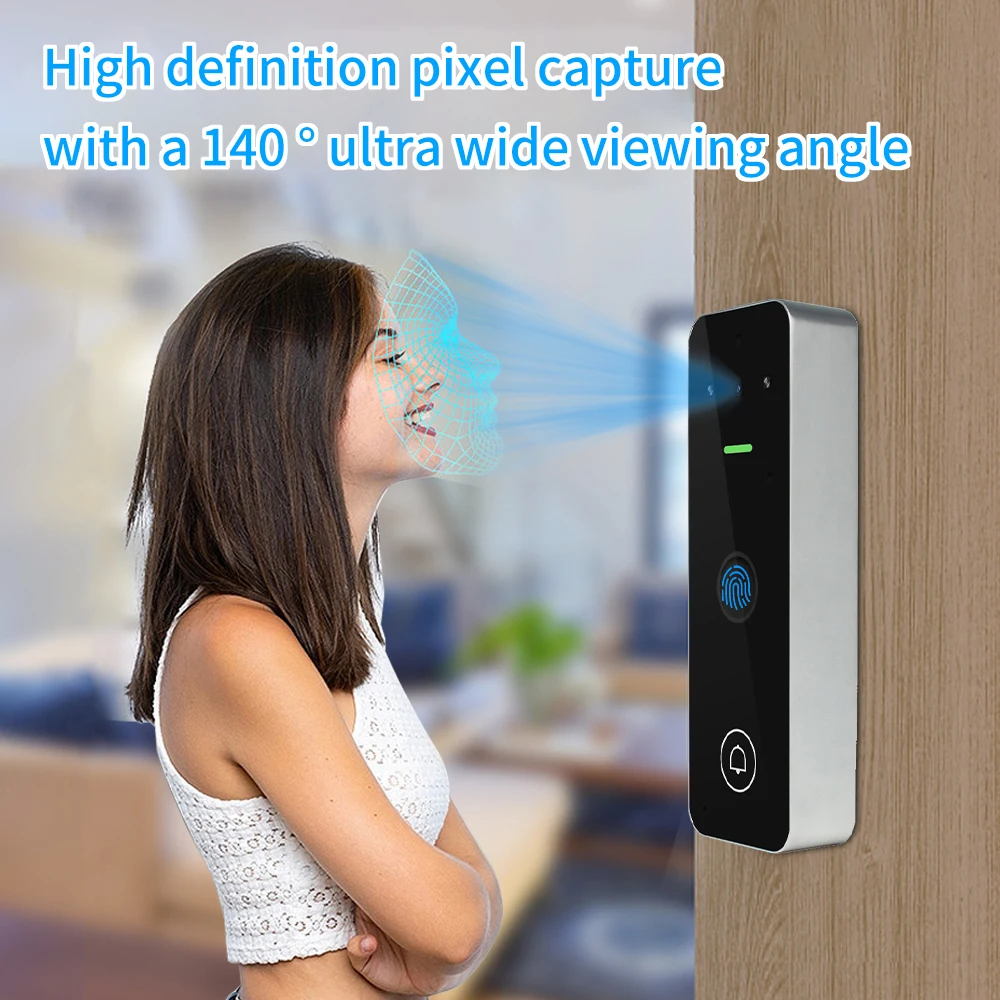 Tuya APP WIFI Smart Video Doorbell Intercom Access Control Keypad Fingerprint RFID Reader Remote Open by Mobile Phone for Villa