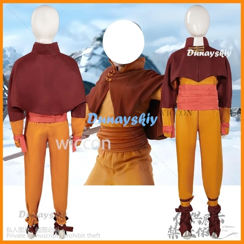 

Anime Movie Avatar Aang The Last Airbender Cosplay Children Aang Kids Adult Uniform Fantasia Outfits Party Cos Suit Customized
