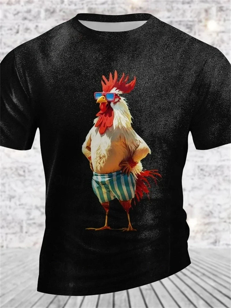 

Винтажная мужская футболка с 3D принтом, забавный петух, с коротким рукавом, спортивный пуловер на открытом воздухе, уличная одежда, футболки M, одежда больших размеров