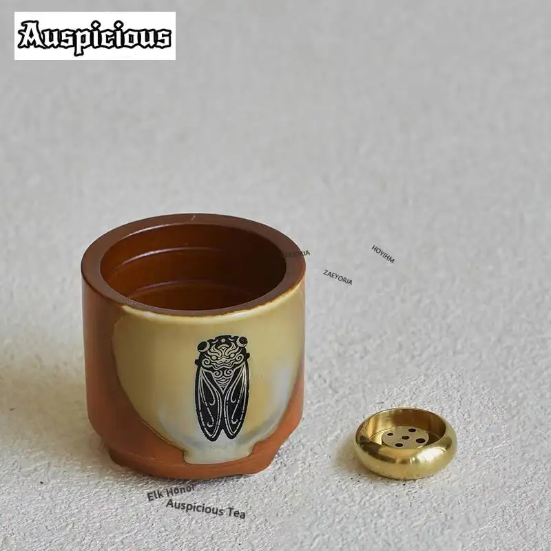 ZAEYORIA Antique Cicada Ceramic Incense Holder Incense Smoke Waterfall Incense Burners Consecrate Censer Tea Items Decoration