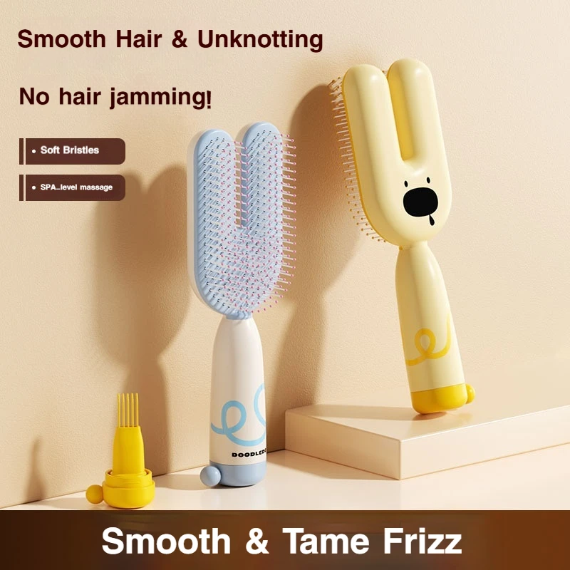 Doodle Cartoon Air Cushion Hair Brush Cute Scalp Massage Comb Detangling Hairbrush For Women Long Curly Hair Fluffy Styling Tool