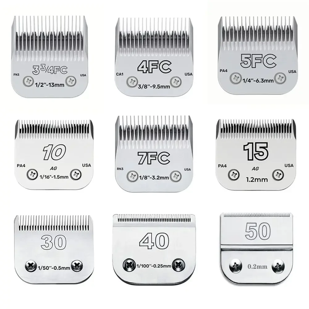 3F 4F 5F 7F 9 #   10 #   30 #   40 #   50 #   Lâmina de tosquiadeira profissional para cães de estimação, cabe na maioria Andis, Oster A5, escolhe km Clippers animais Clippers