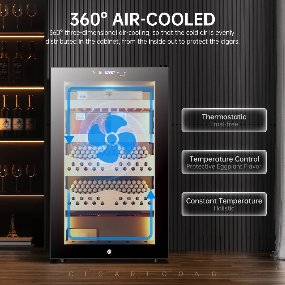 68C CIGARLOONG 400 Count Cigar Humidor Storage Cabinet with Temperature and Humidity Control Cigar Cooler Cabinet