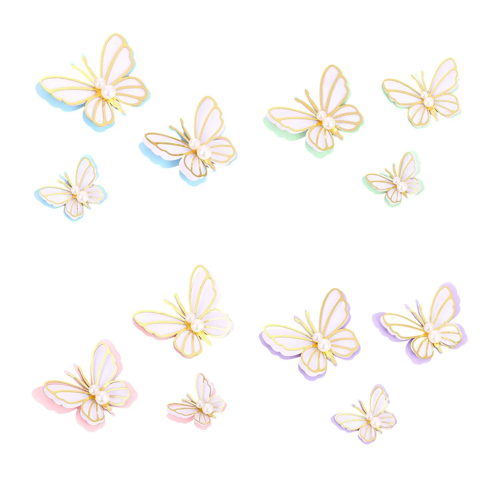 3 Pieces Butterfly Cake Toppers Anniversary Birthday Party Food Decorations Cake Topper Set Cake Decorations 3D Cupcake Toppers