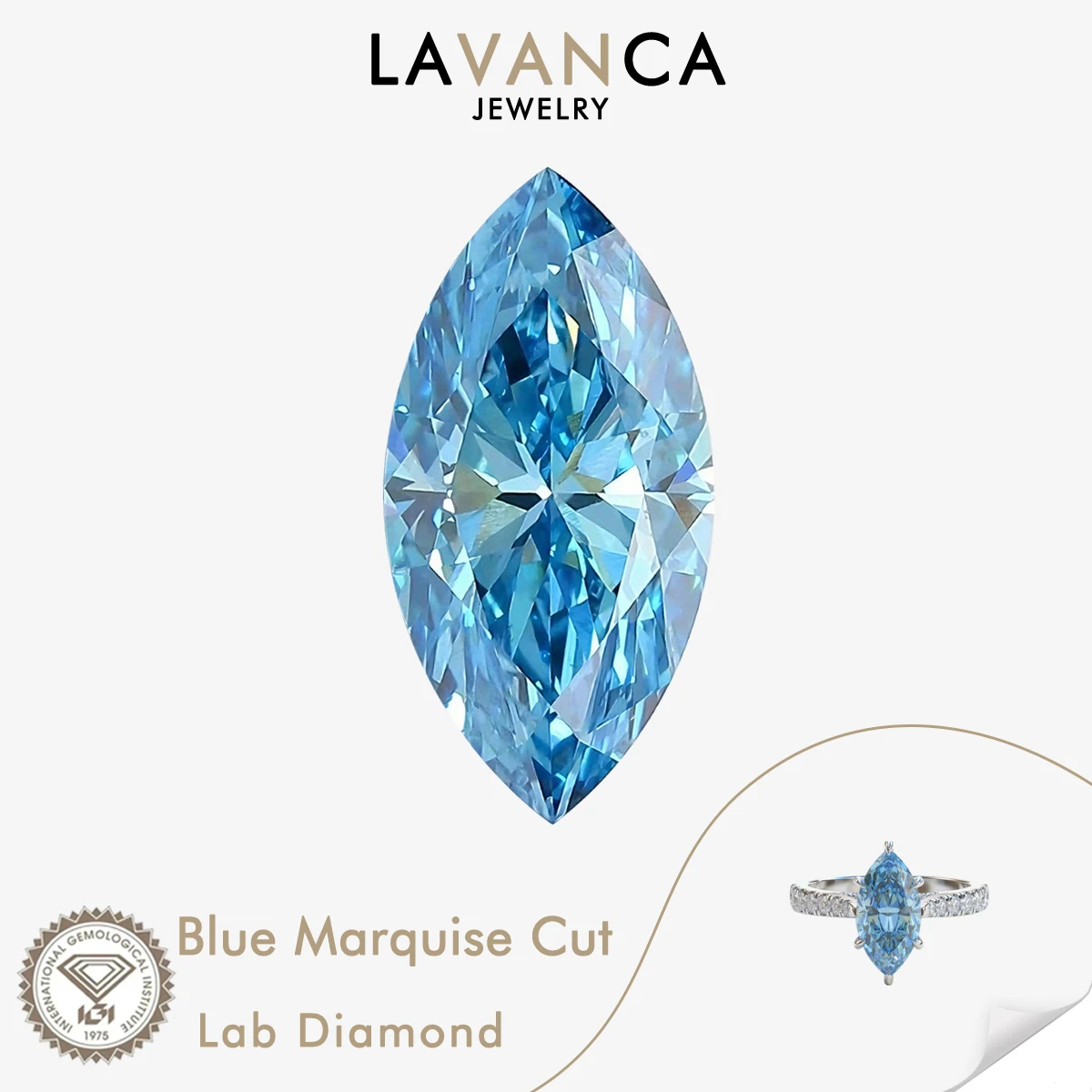 IGI Certified HPHT/CVD Blue Marquise Cut Lab Created Diamonds 0.5-3.0ct Fancy Vivid Blue Lab Grown loose Diamond Wholesale