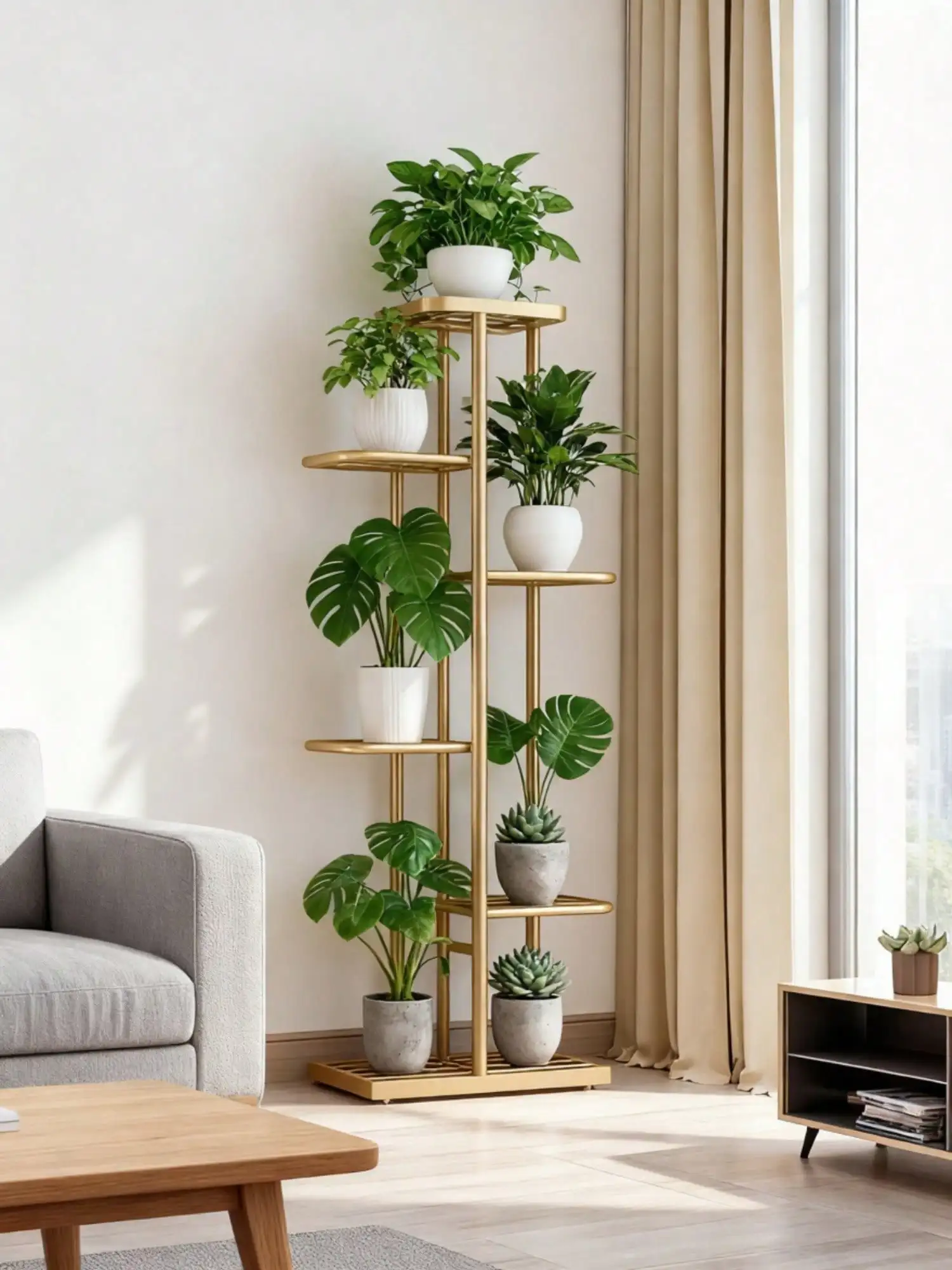 6-Layer Flower Pot Stand Plant Holder Shelf Rack for Indoor Outdoor Home Garden Decoration