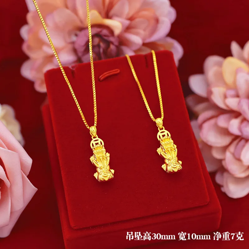 9999 Real Gold 24K Women's Japanese and Korean Gold Edition Coin Small Pixiu Pendant