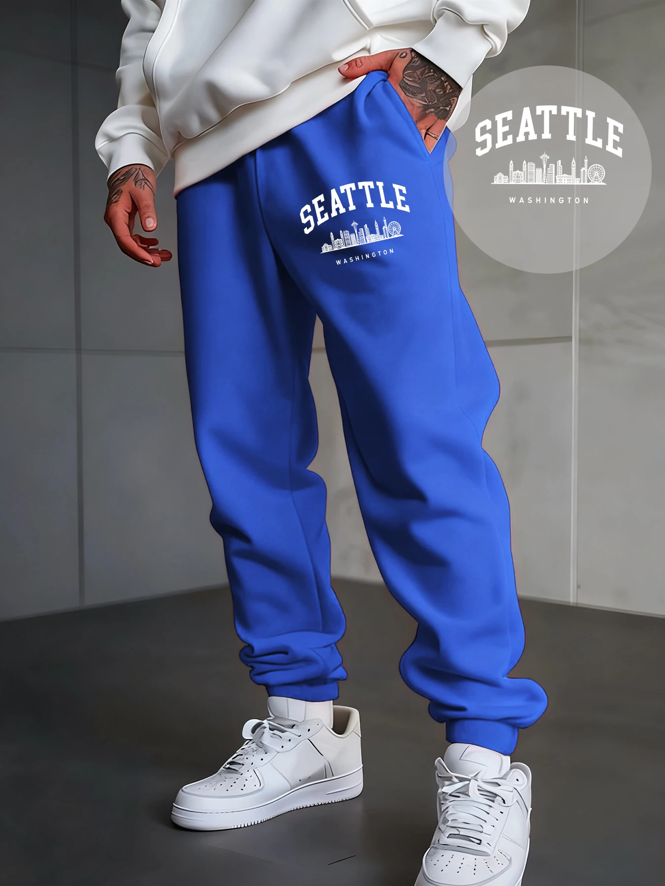 

Мужские спортивные штаны с креативным принтом Seattle Washington Letter, флисовые модные спортивные штаны, мужские осенние брюки в стиле хип-хоп, брюки в стиле Харадзюку