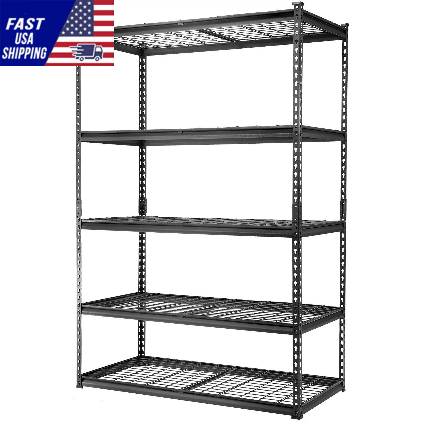 Storage Shelving Unit, 5-Tier Adjustable, 2000 lbs Capacity, Heavy Duty Garage Shelves Metal Organizer Wire Rack, Black