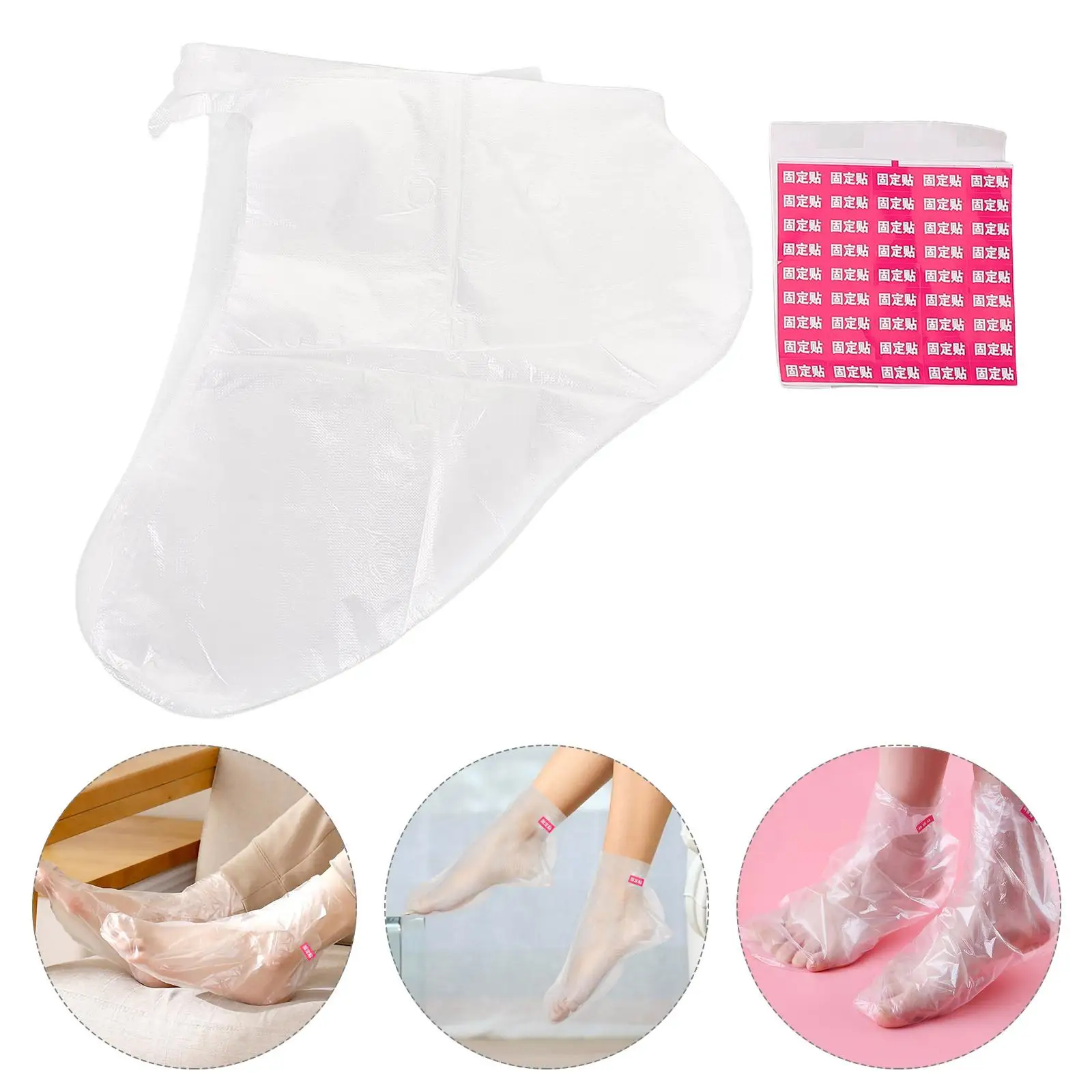 100 Uds máscara calcetines desechables cubiertas de plástico botines de Spa impermeables terapia de pies transparente herramientas de cuidado de los pies para mujeres