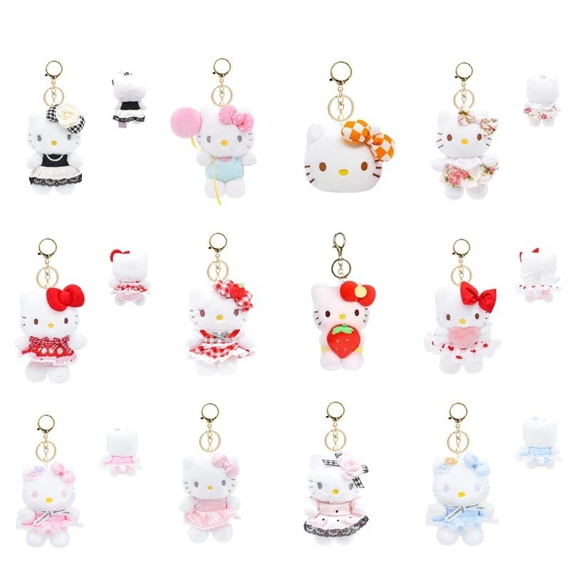 

Новый мультяшный плюшевый брелок Hello Kitty, плюшевая подвеска для сумки Sanrio, серия плюшевых игрушек: черная кошка, клубника, сакура, белый медведь.