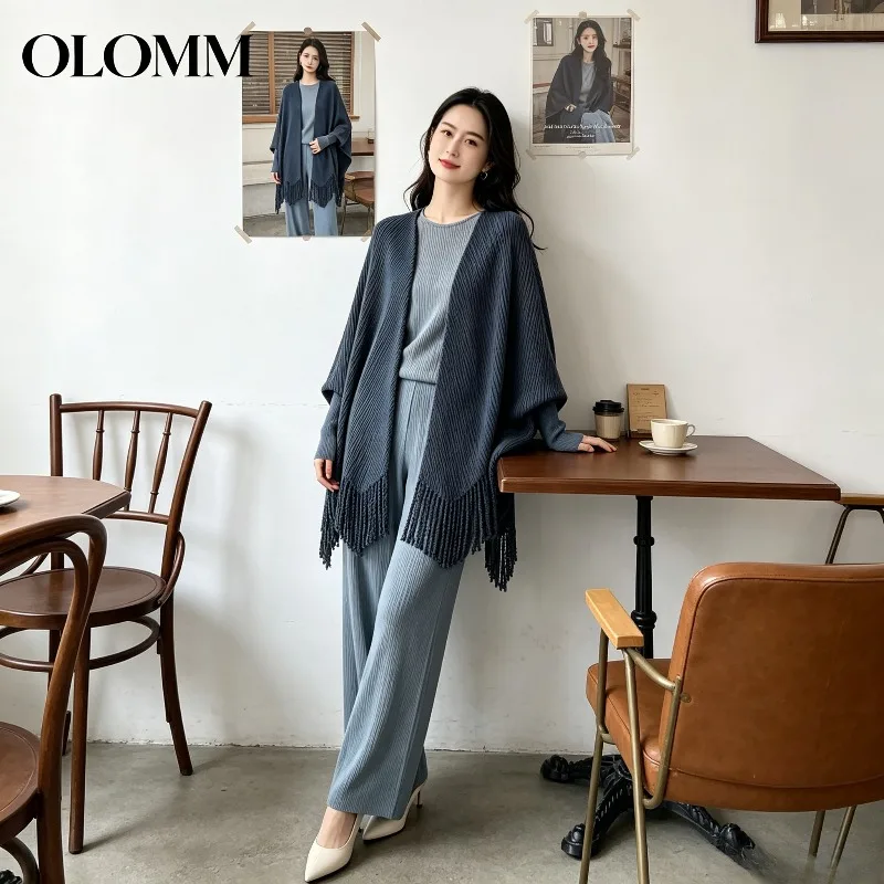 Miyake Pleated 2026 Simple Fashion Solid Color Pleated Top Loose Casual Versatile Design Sense Tassel Cardigan Long Coat Pleat