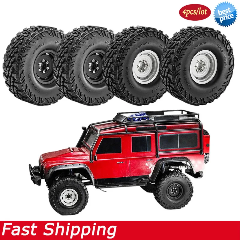 4Pcs 1.9 Inch 120*47mm Beadlock Wheels Rims Tires Set for 1/10 TRX4 TRX6 Axial Scx10 90046 RC4WD D90 D110 SCX10 RC Crawler