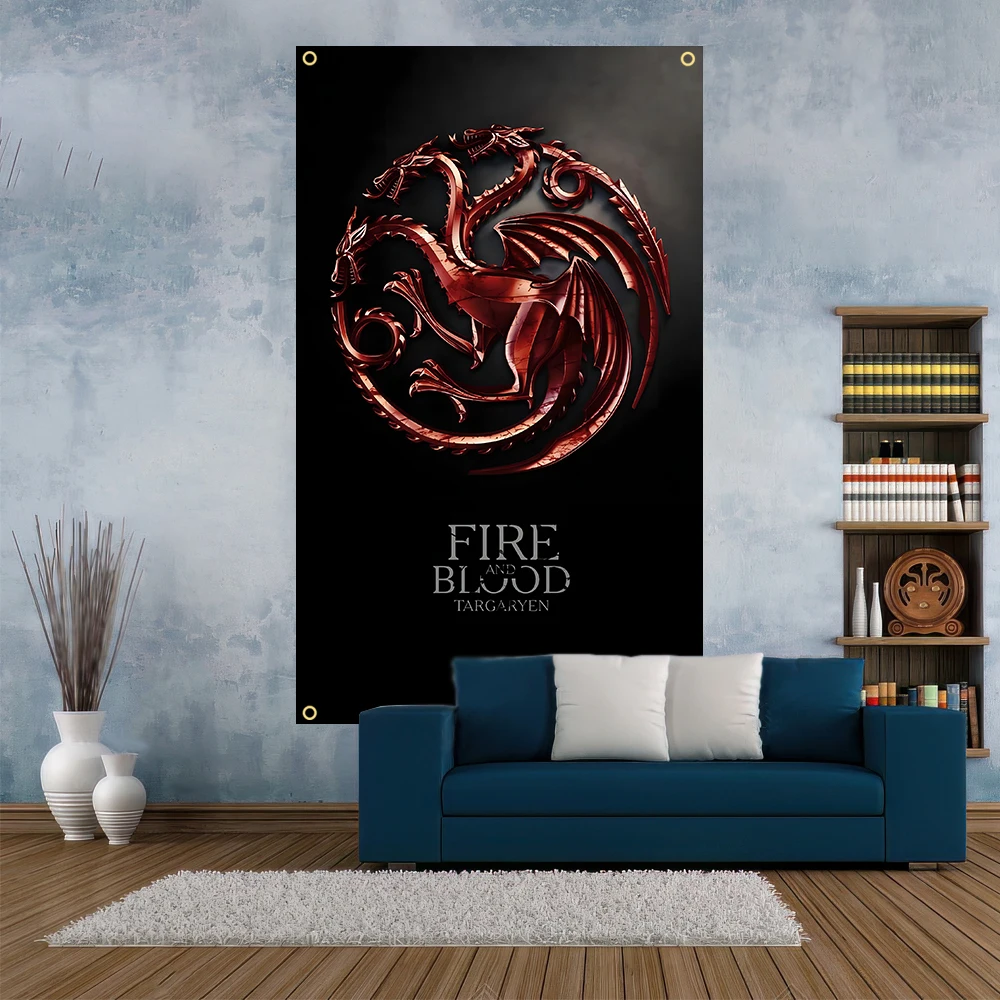 90x150cm Ice And Fire Dragon Mother Interior Decoration Flag Banner 3X5 Ft Jemony