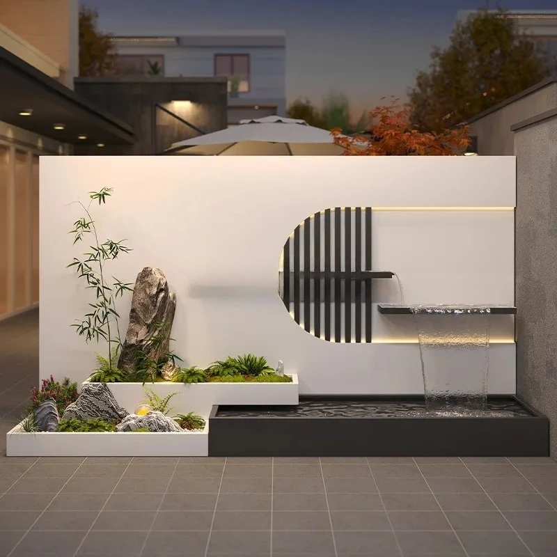 Stainless  Steel Courtyard Water Curtain Screen - Rustproof Durable Modern Combined Metal Fish Pond for Garden Landscape  Design