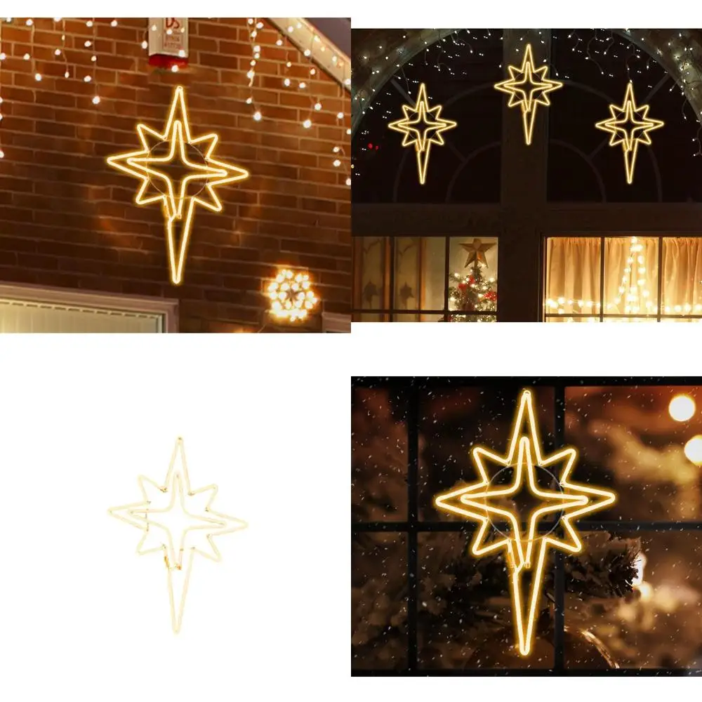 

Водонепроницаемая рождественская звезда Бетlehem 25x16 дюймов с 360 светодиодами и теплым белым светом для использования на улице