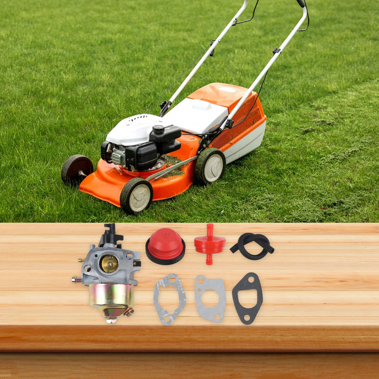 For PowerSmart DB2194SR 170cc Push Lawn Mower For Carburetor with Complete Fuel System Kit Including Bulb and Fuel Line