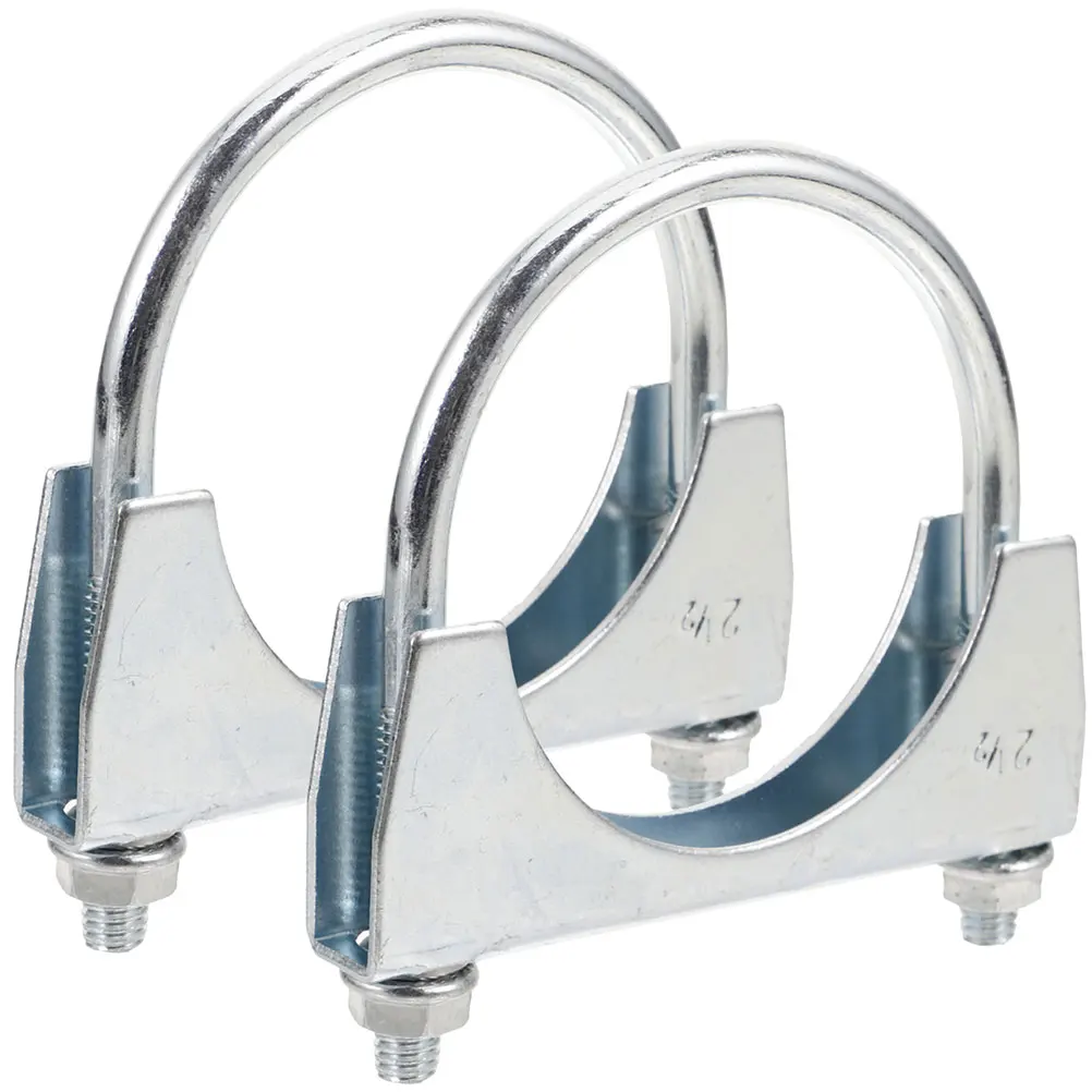 

2pcs U-Shaped Clamp Stainless Steel Heavy Duty Round Pipe Holder Automotive Accessories Exhaust Pipe Stabilizer Hook Mount Car