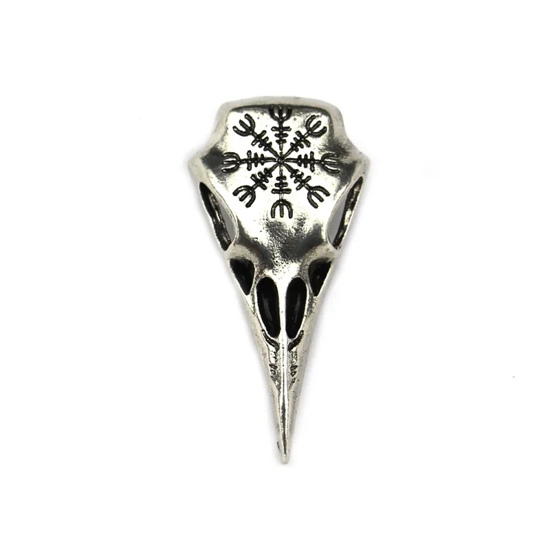 Fashion Jewelry Norse Viking Helm of Awe Raven Skull Brooch Lapel Pin Men Vintage Brooches for Women Christmas Gift