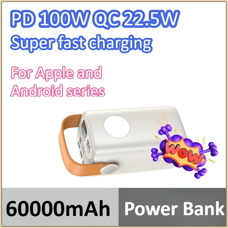 

Power Bank Portable Fast Charging Powerbank For Laptop/iPhone/Samsung/Xiaomi/Huawei PD100W QC22.5W 60000mAh