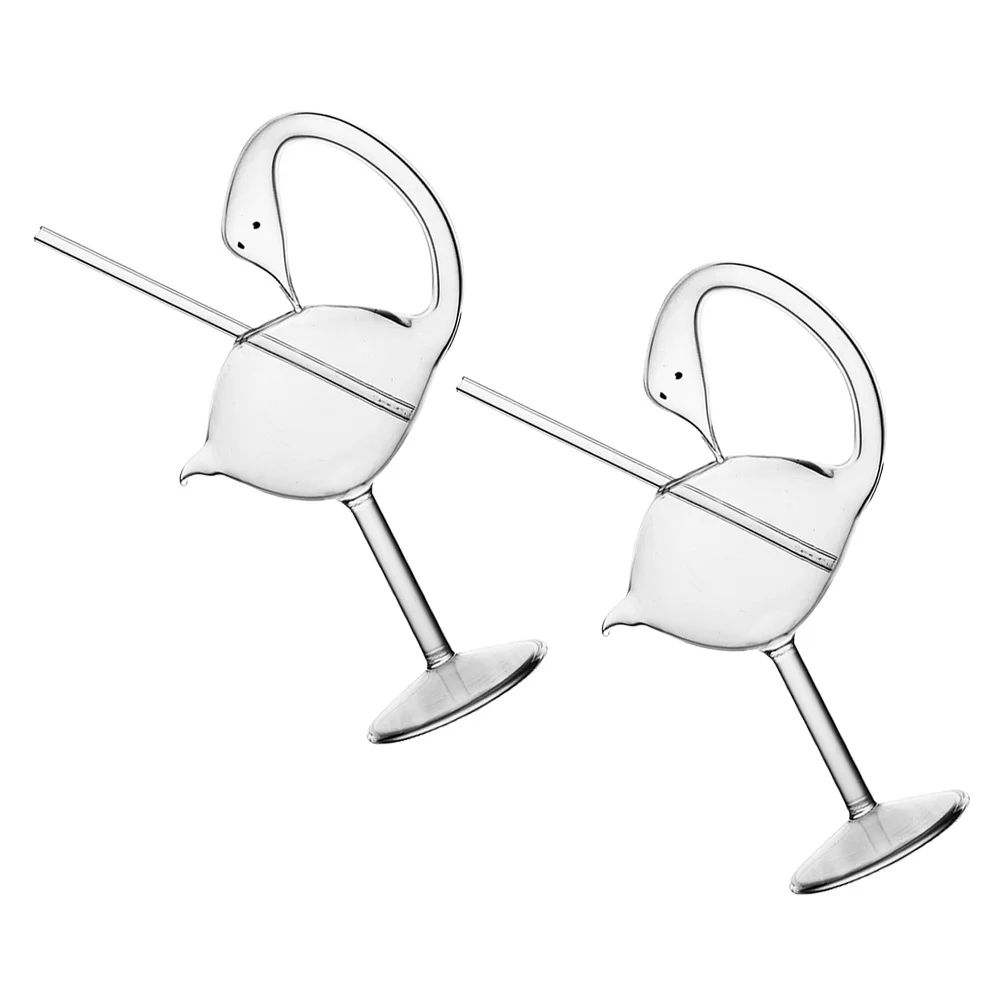 

2Pcs Swan Shaped Cocktail Glass Multi Purpose Use for Beer Wine Juice Creative Design Quality Assurance Cocktail Glass