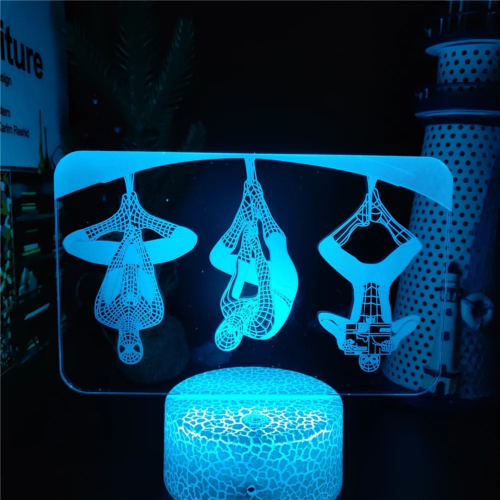 Anime The Avengers Infinity War 3D LED Nightlights Spiderman Ironman Hulk Thor Lamp Colorful Changing Night Lights Table Lampara