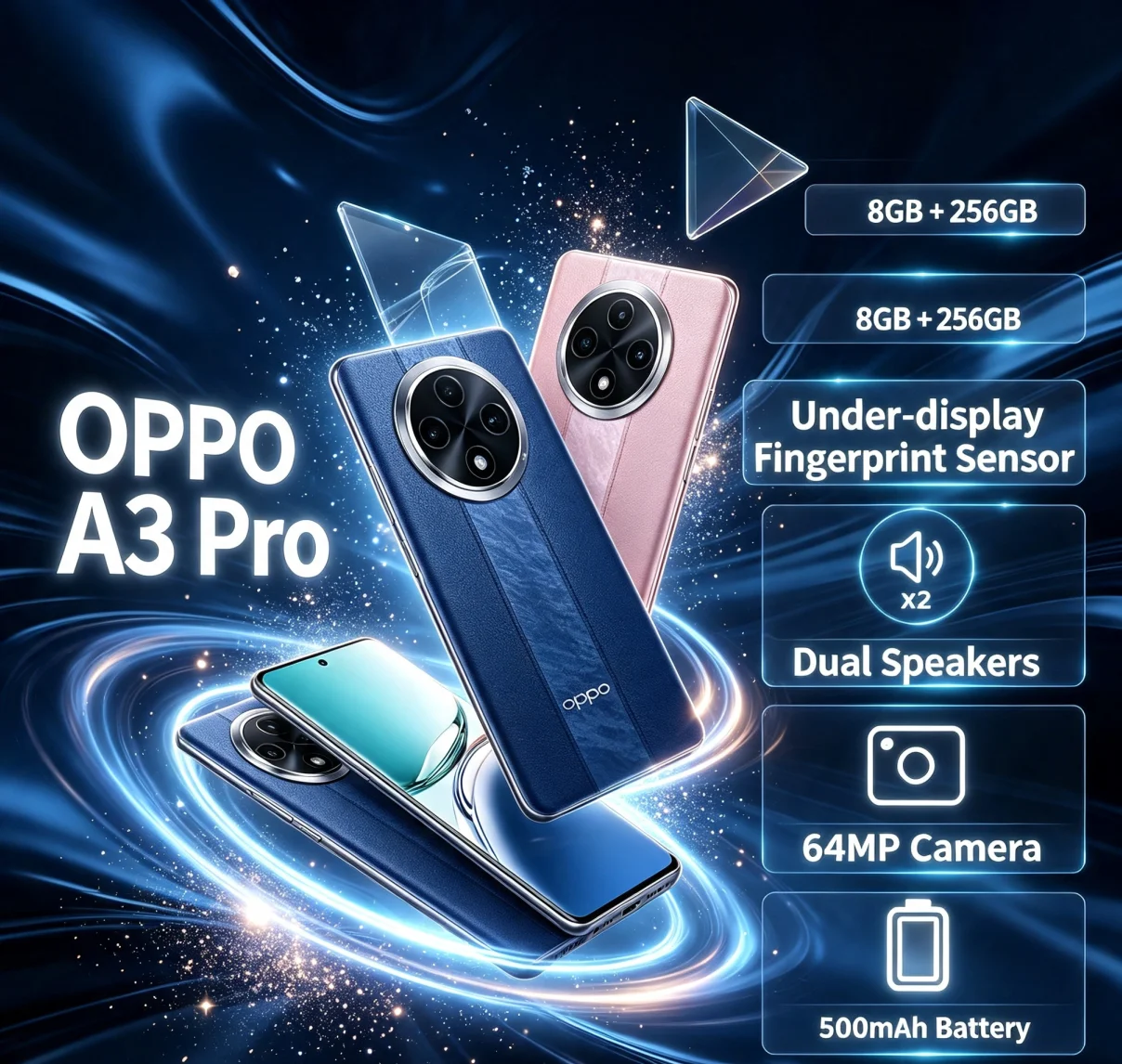 2026 New Stock OPPO A3Pro 5G Official Authentic Android Phone High‑Speed 5G Performance 5000mAh Battery 67W SUPERVOOC Quick