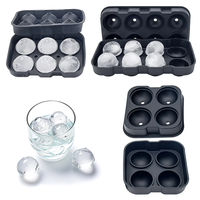 4/6 Grid Silicone Ice Cube and Ball Holder Set - DIY Ice Mold Maker for Whiskey, Cocktails