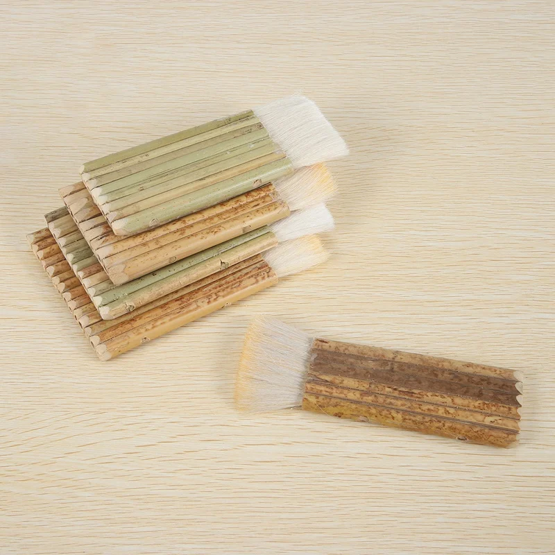 5 Size Hake Blender Brush, Bamboo Handle Brushes Wide Wool Brushes Watercolor Brushes For Kiln Wash, Dust Cleaning