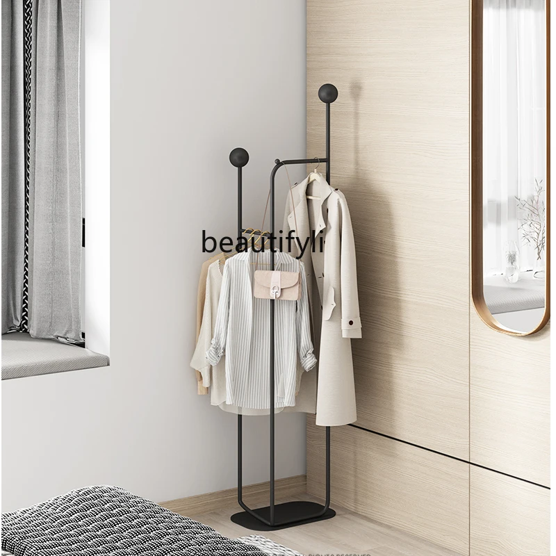 

zqLight Luxury Hanger Floor Bedroom Corner Coat Rack Household Minimalist Cloth Rack Indoor Living Room Entrance Clothes Rack