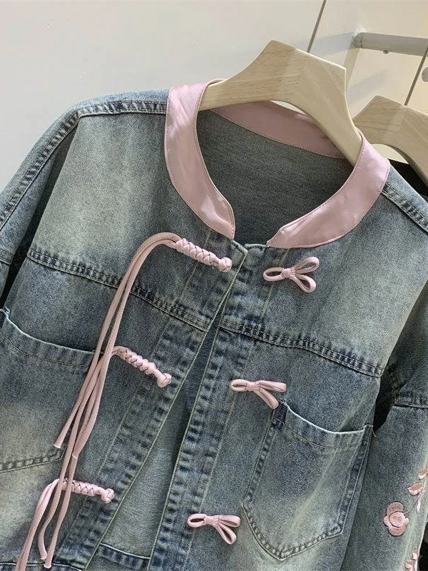 Trendy Casual Denim Jacket Women's Spring New Small Size National Style Popular Top Jacket Fashion Leisure Denim Clothes