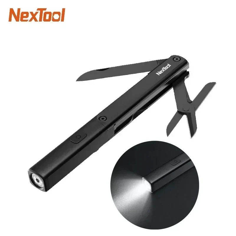 NexTool Mini Multi Tool 3 in 1 Pocket Knife Scissors Pen Tools N1 Portable Outdoors USB Rechargeable IPX4 Waterproof Flashlight