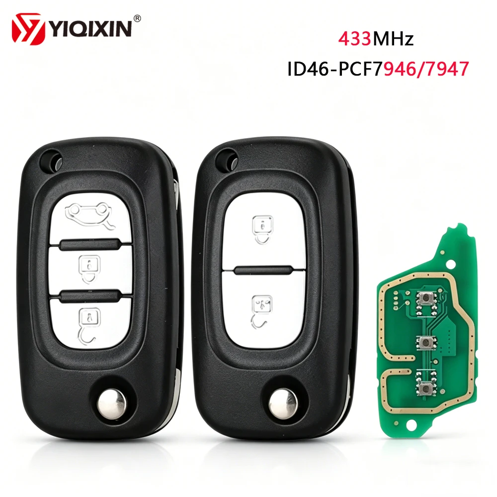 

Flip Remote Car Key For Renault Vivaro Movano Traffic Master Kangoo Clio Dacia Megane Modus Twingo 433Mhz ID46 PCF7946 PCF7947