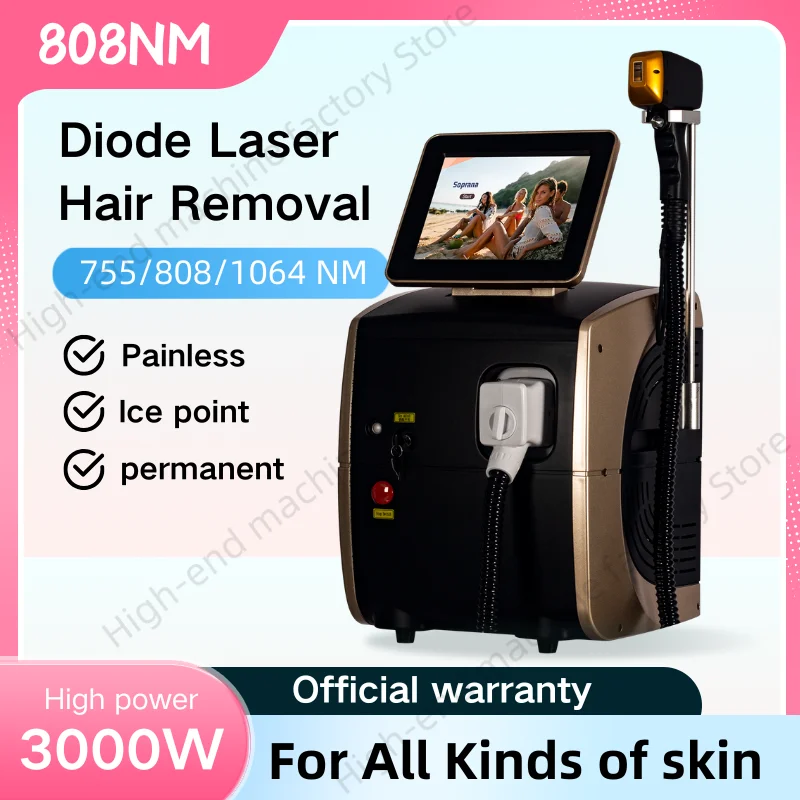 Factory Price 3000W Laser Ice Platinum Triple Wavelength 755 808 1064 Ice Diode Laser effective Hair Removal Machine